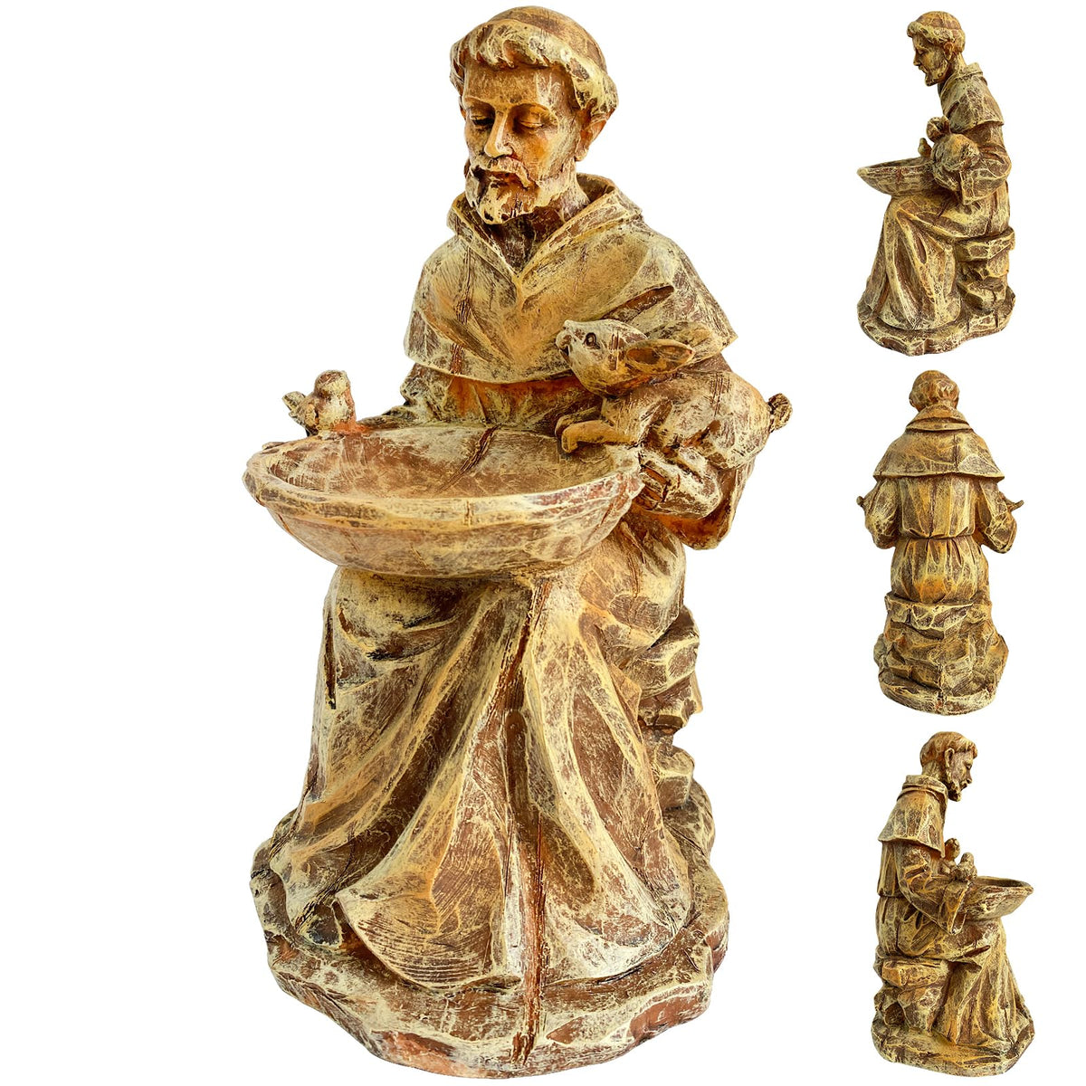 BOLVOUD front view of St. Francis statue highlighting garden welcome
