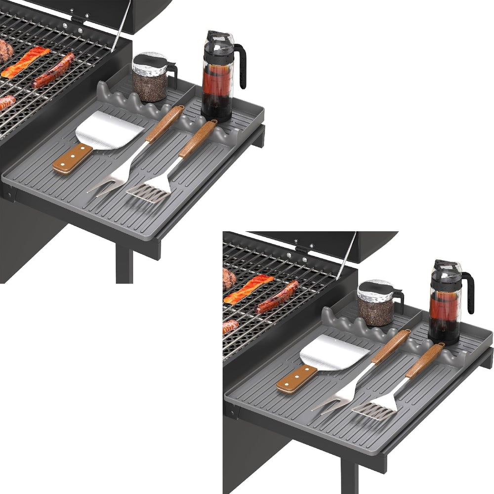 Bolycen front view showing mat layout and tool slots for organized grilling