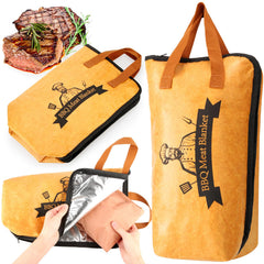 Bolycen front view of insulated meat resting bag showing full height and wide mouth for easy use