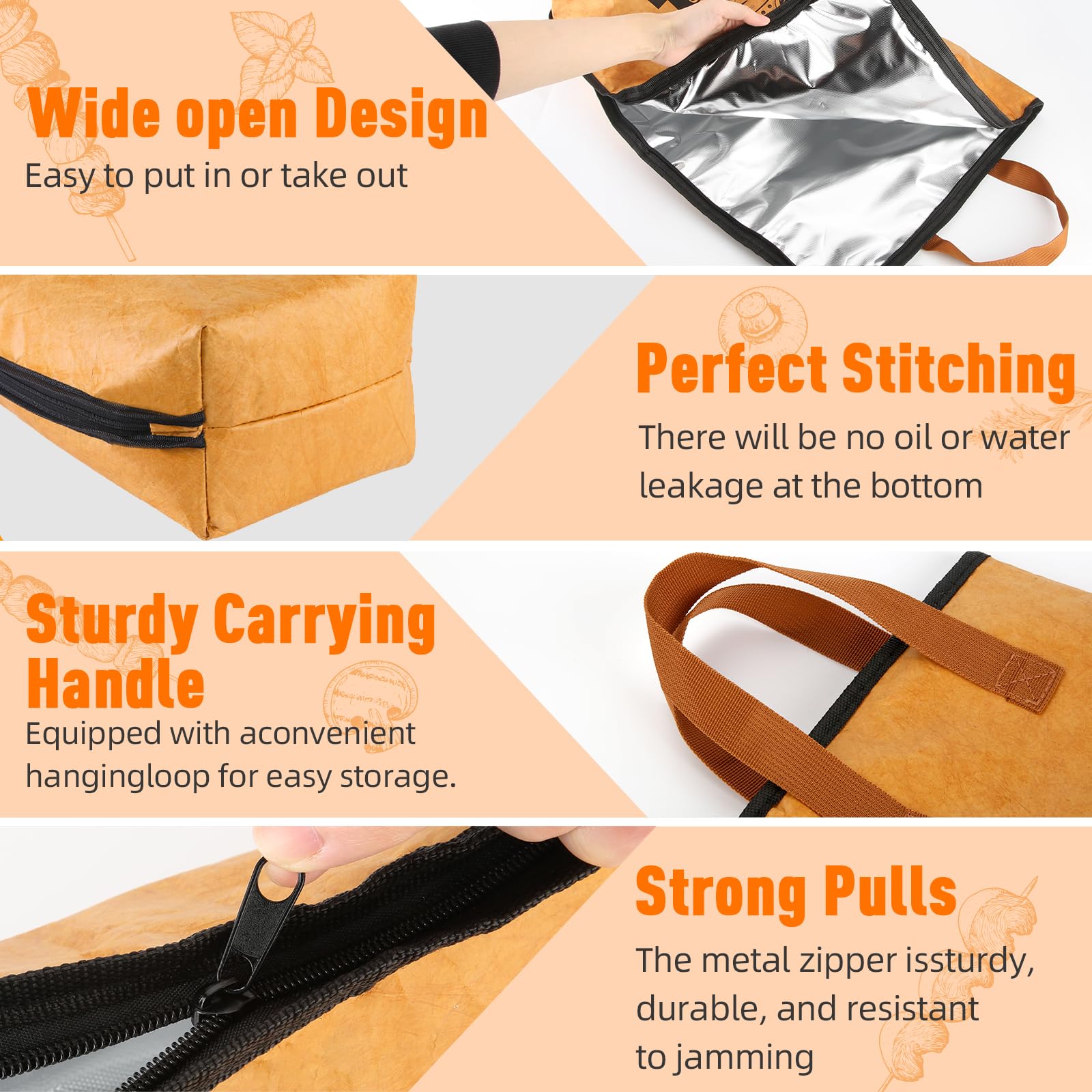 Bolycen resting bag beside a ruler showing 15x23-inch capacity for large briskets and turkeys