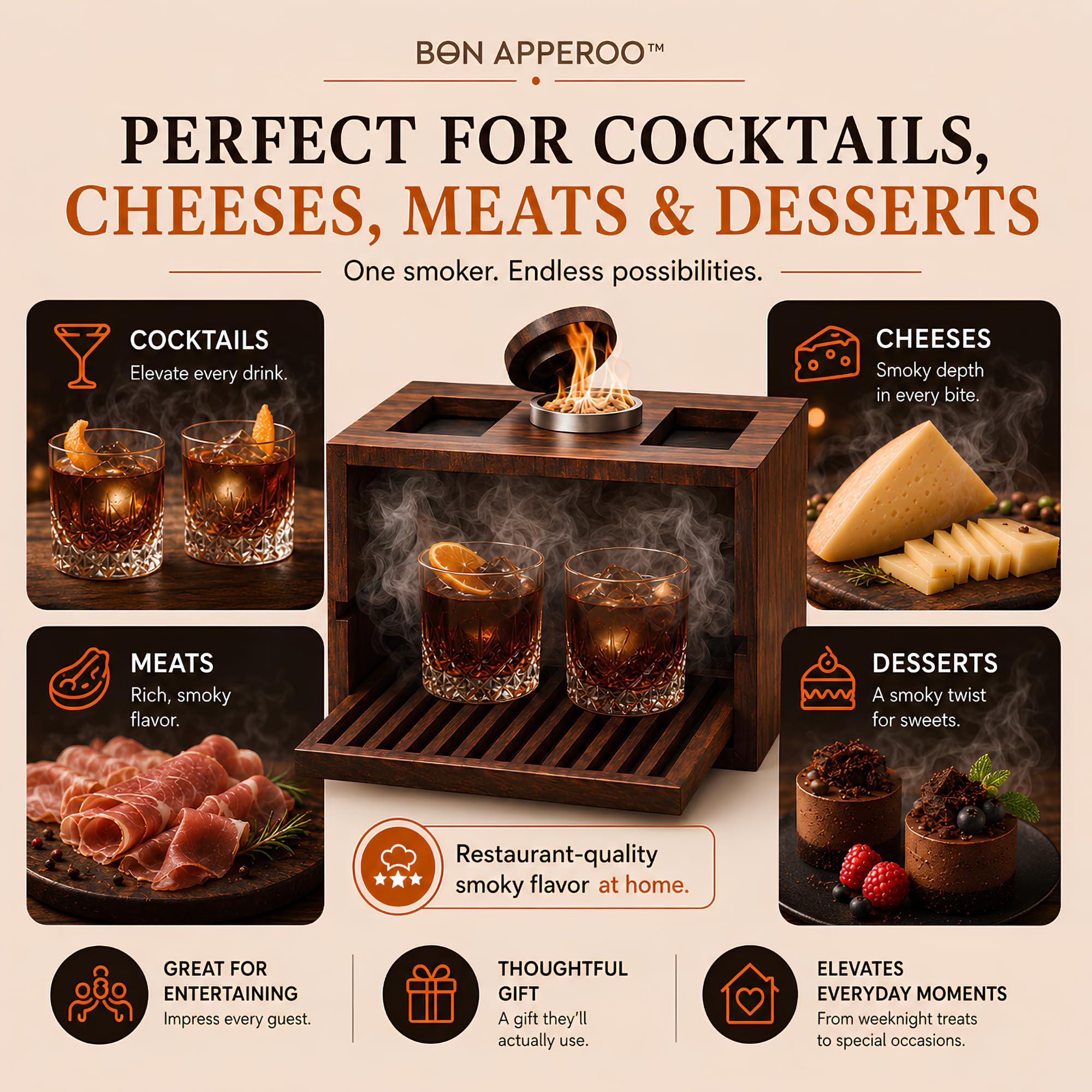 Bon Apperoo next to a whiskey glass showing compact size and portability