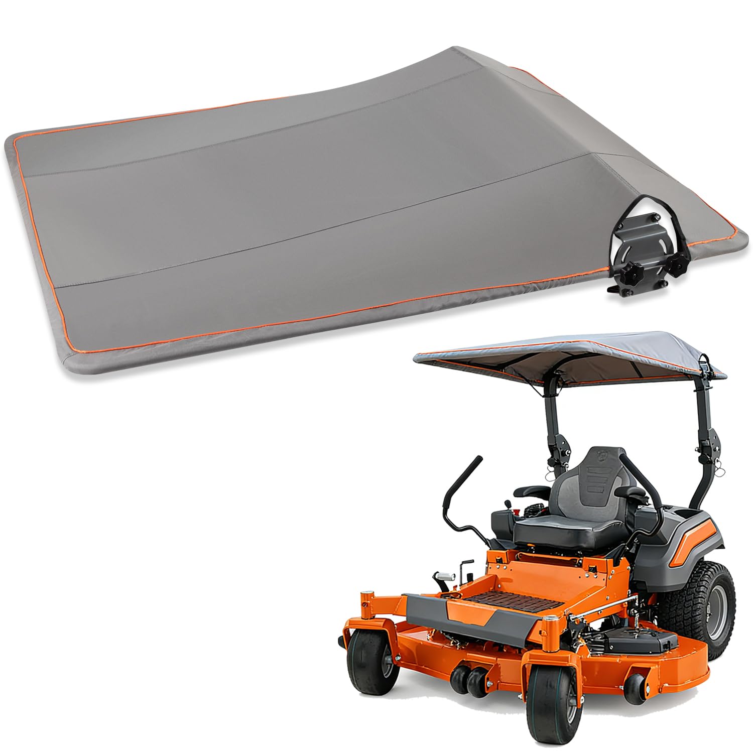Bonbo front canopy view showing full mower coverage and sun protection benefit