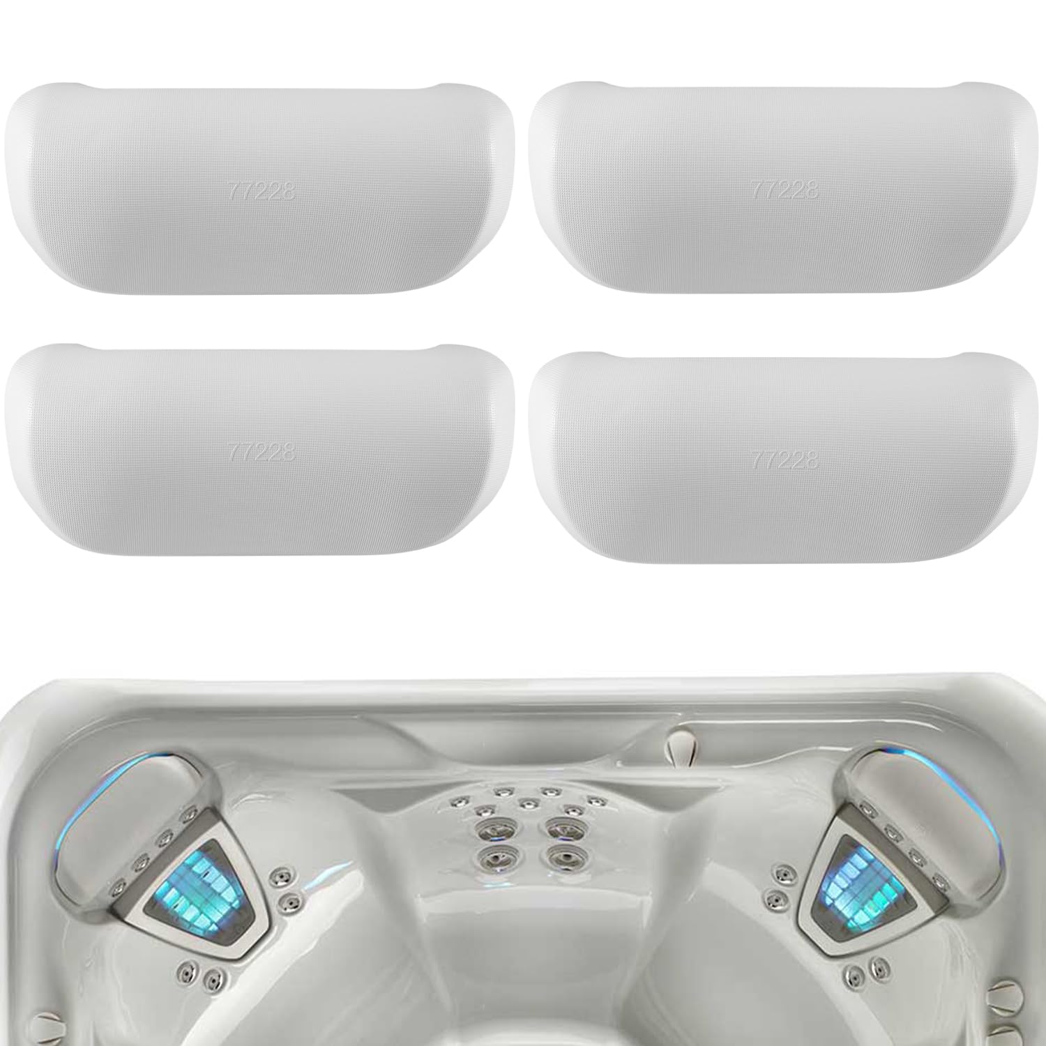 Bonbo front view cool grey pillow showing clean replacement look and improved spa aesthetics