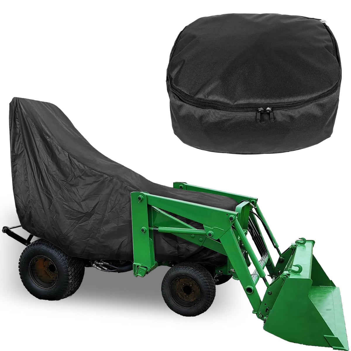 Bonbo cover front view on John Deere showing complete weather protection