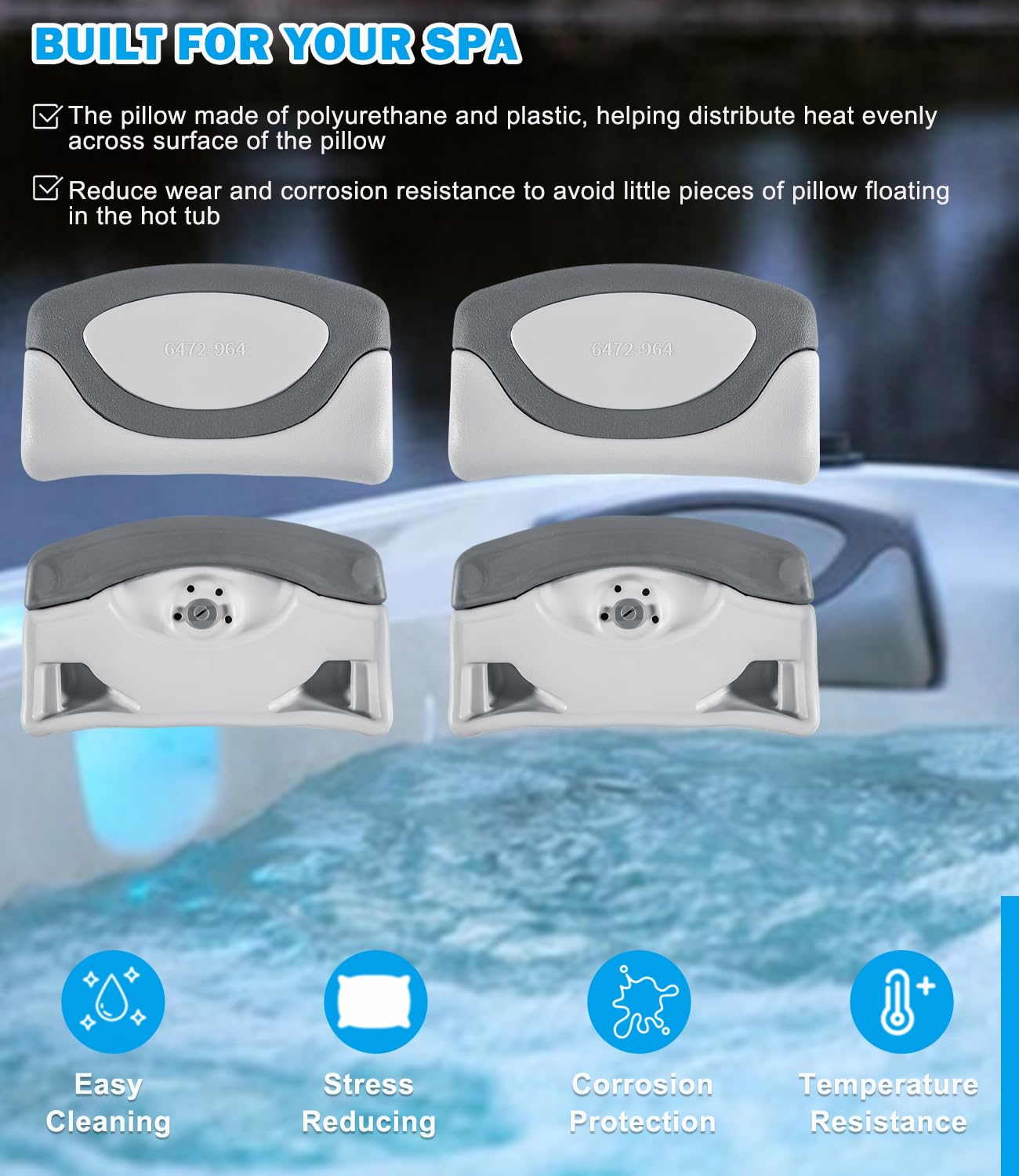 Bonbo gray pillow against tub shell showing aesthetic refresh benefit