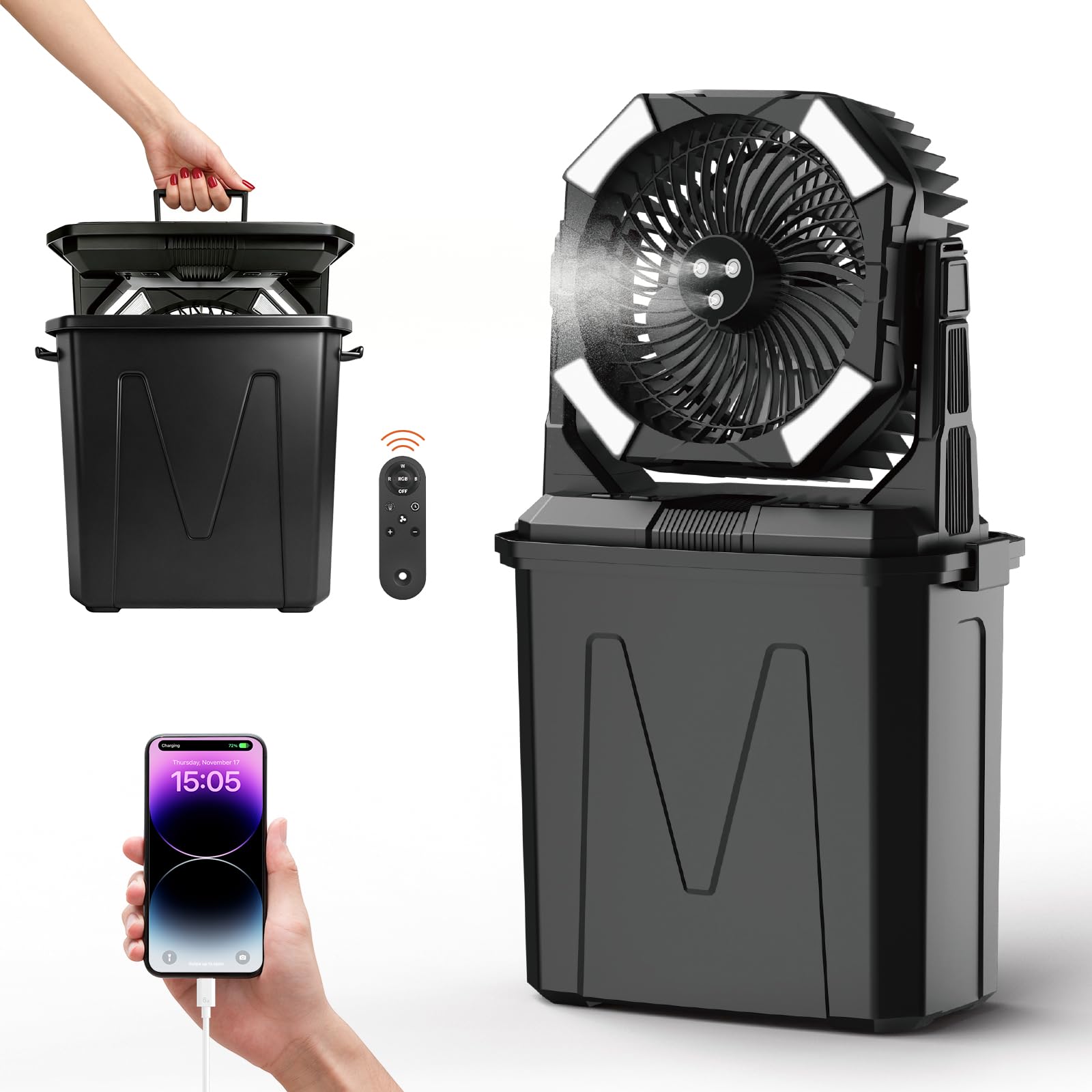 BONITAIRE front view showing fan and misting for fast outdoor cooling