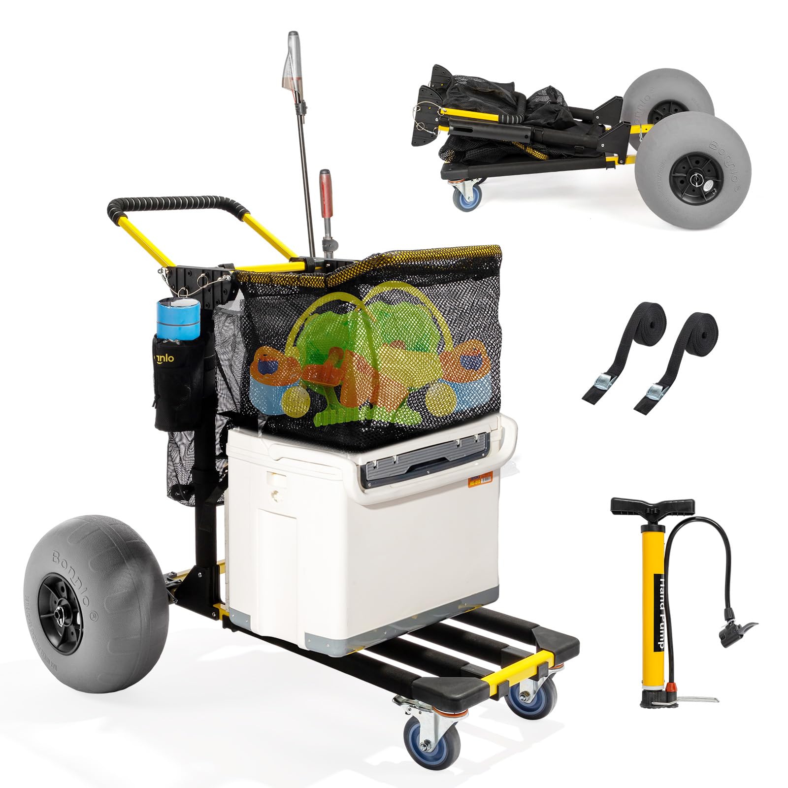 Bonnlo front view of packed cart showing roomy cargo and organization benefits