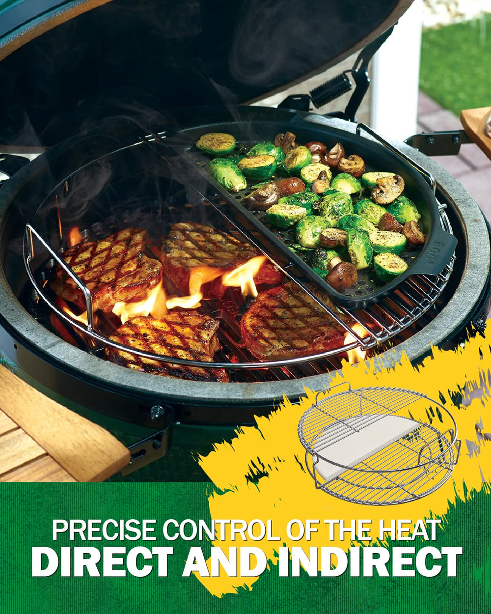 BONPAZ two half-moon cooking grids displayed for zoned cooking and flexibility