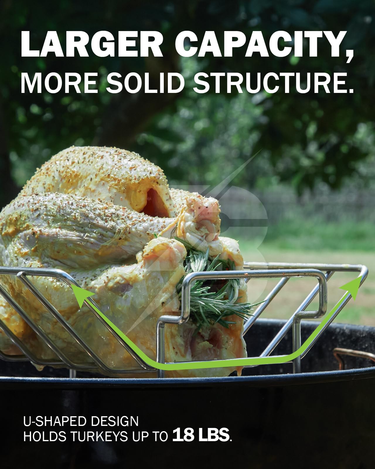 BONPAZ rack inside Big Green Egg grill showing versatile use and space savings
