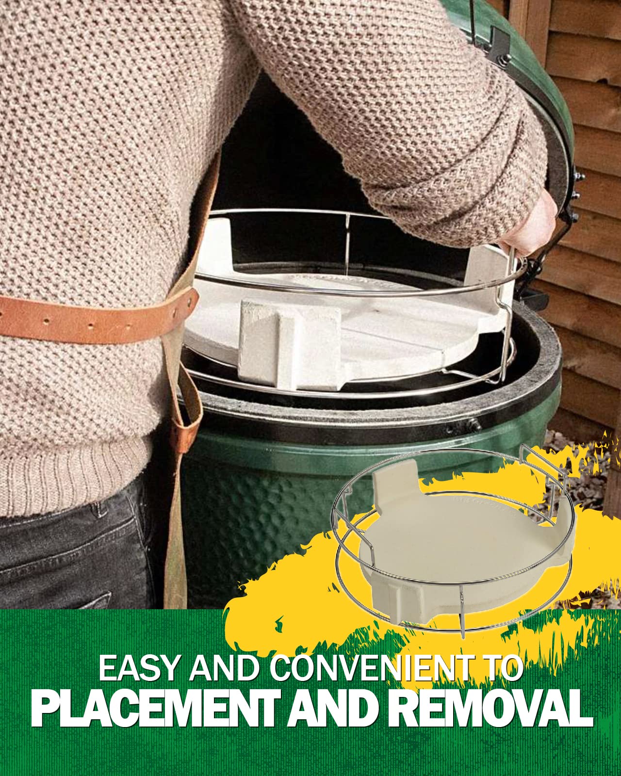 BONPAZ installed kit inside Large Green Egg illustrating more levels and efficient use