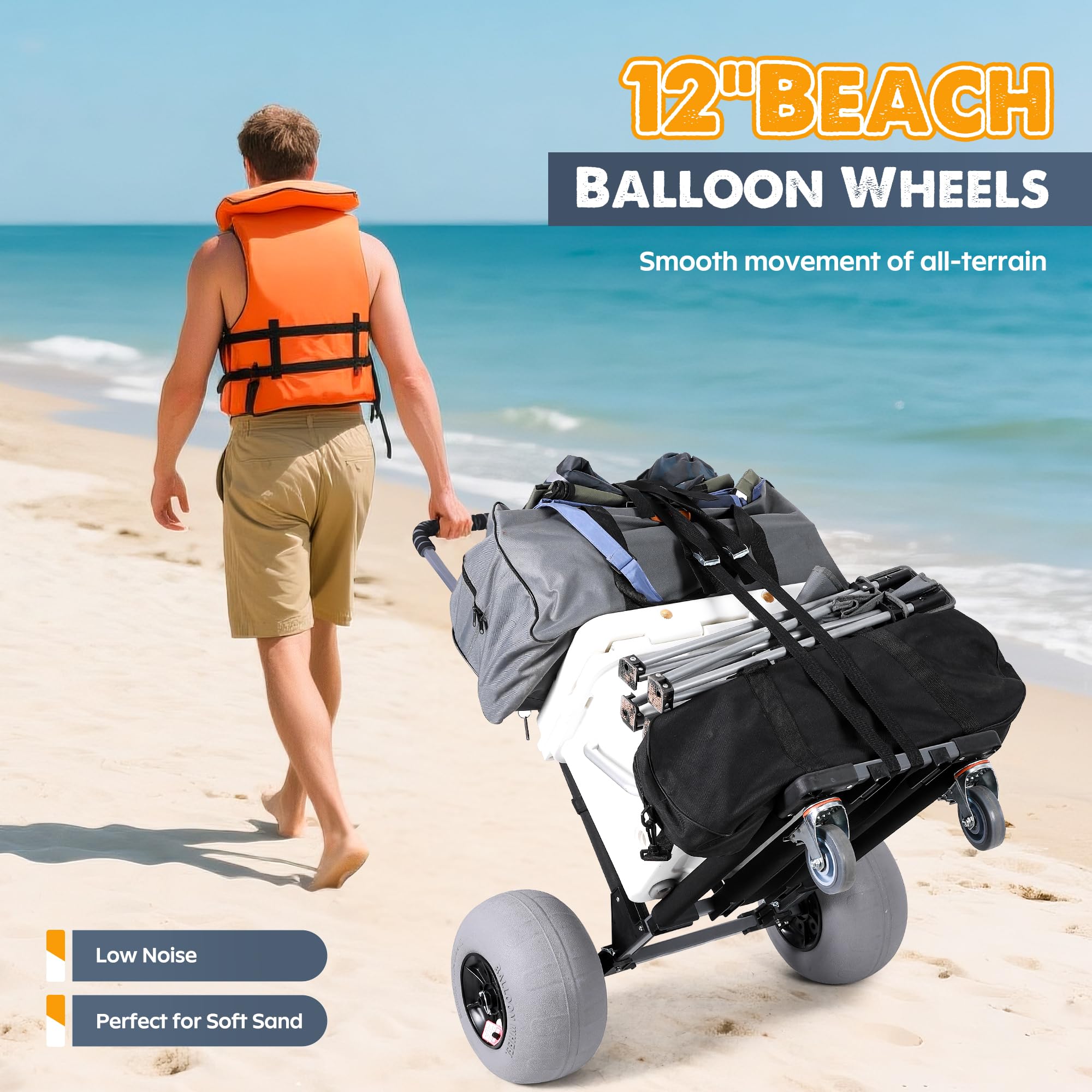 Bonsing folded cart compactly stored in car trunk for convenient transport