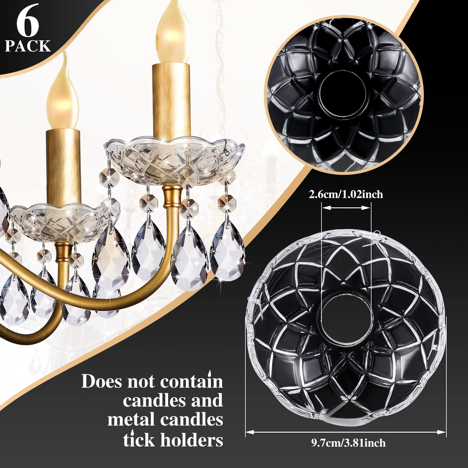 Bonuci top view showing center hole and cup depth for easy chandelier sleeve fit