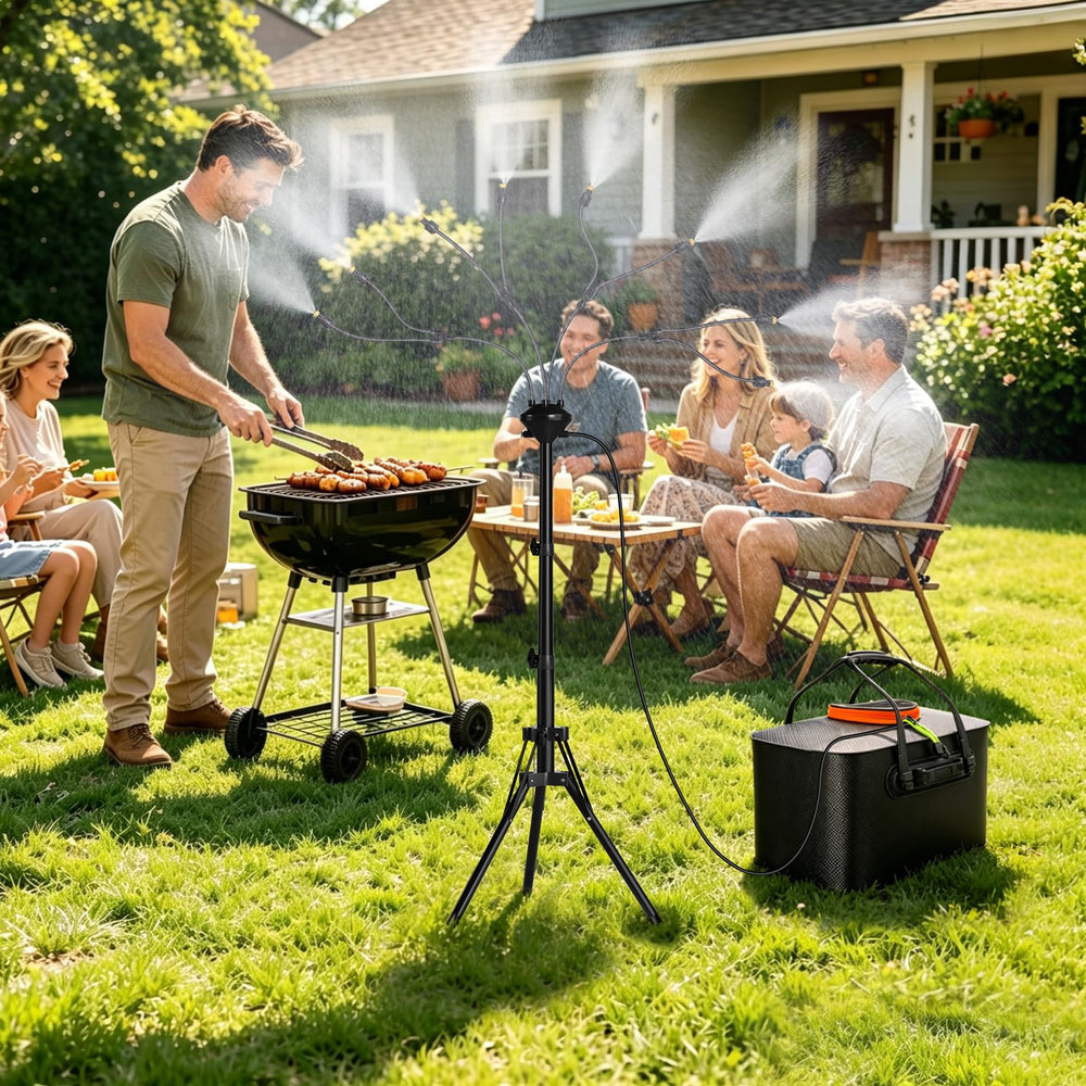 Bonviee mister next to chair to show scale and portable footprint advantage