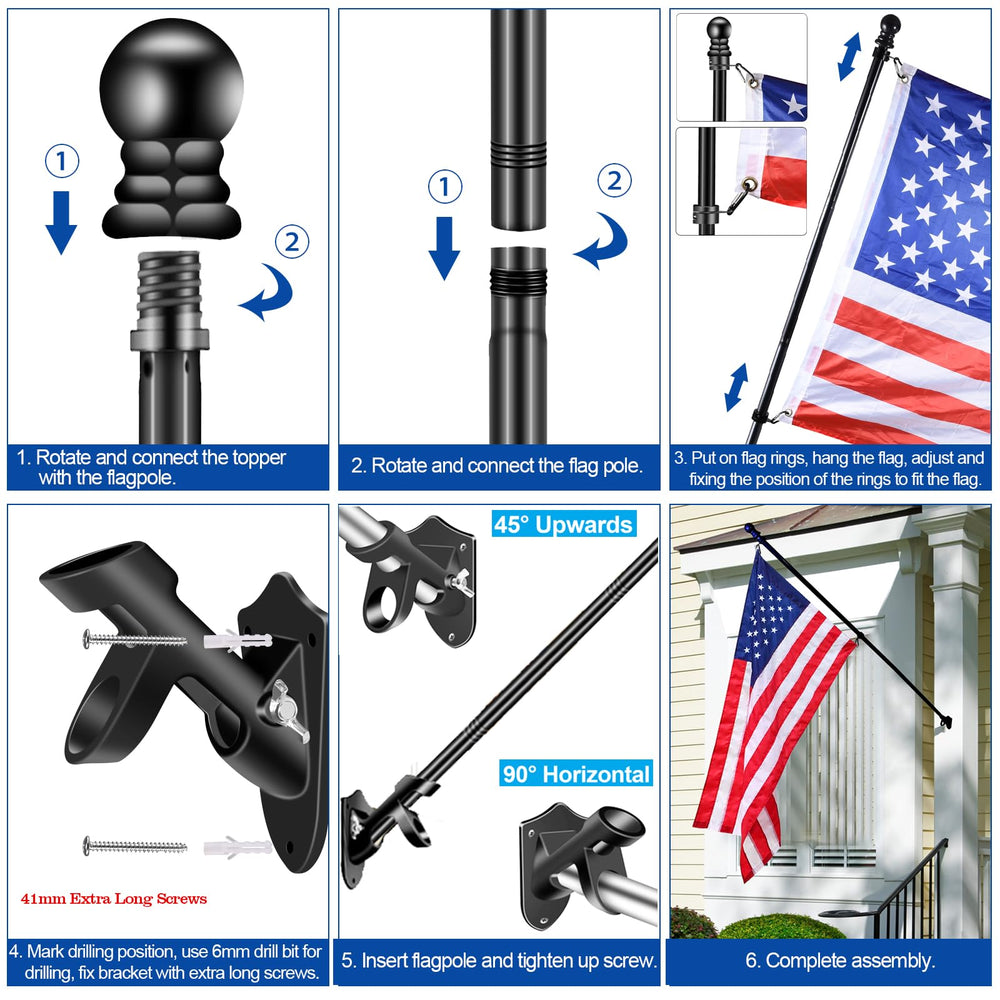 BONWIN pole mounted on porch with flag flying benefit: secure outdoor display