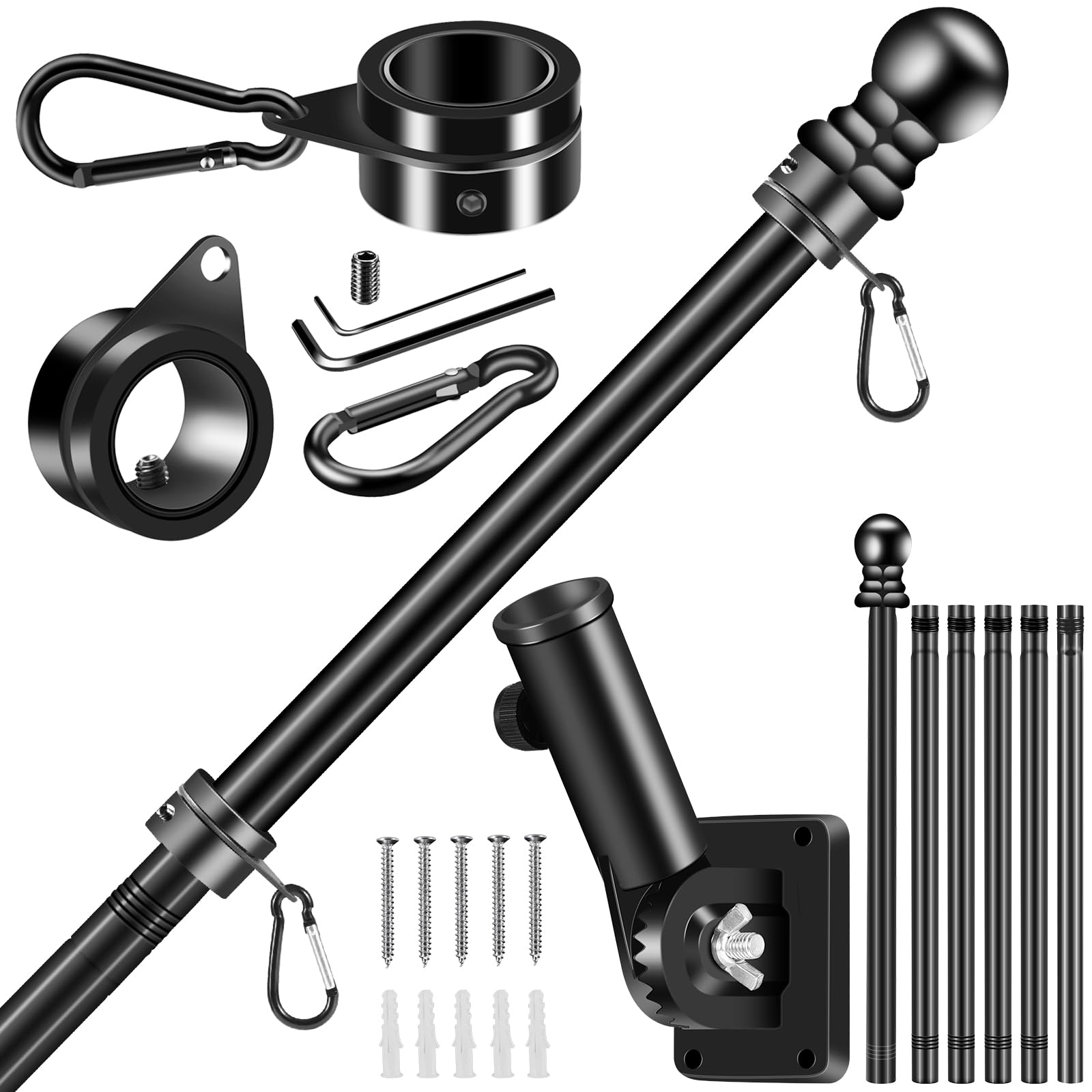 BONWIN black flagpole mounted on porch shows durable outdoor finish and curb appeal