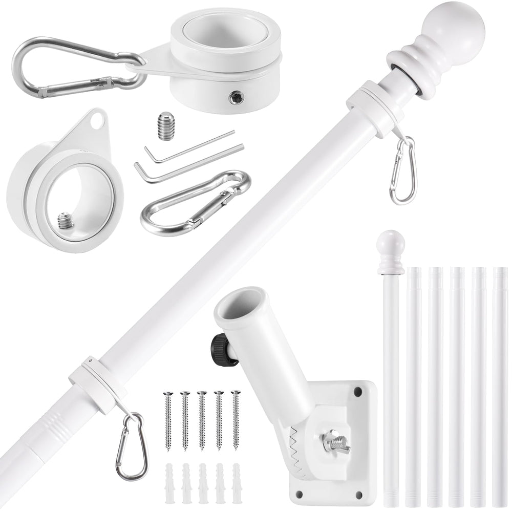 BONWIN white flagpole front view showing full-length pole and clean finish for curb appeal