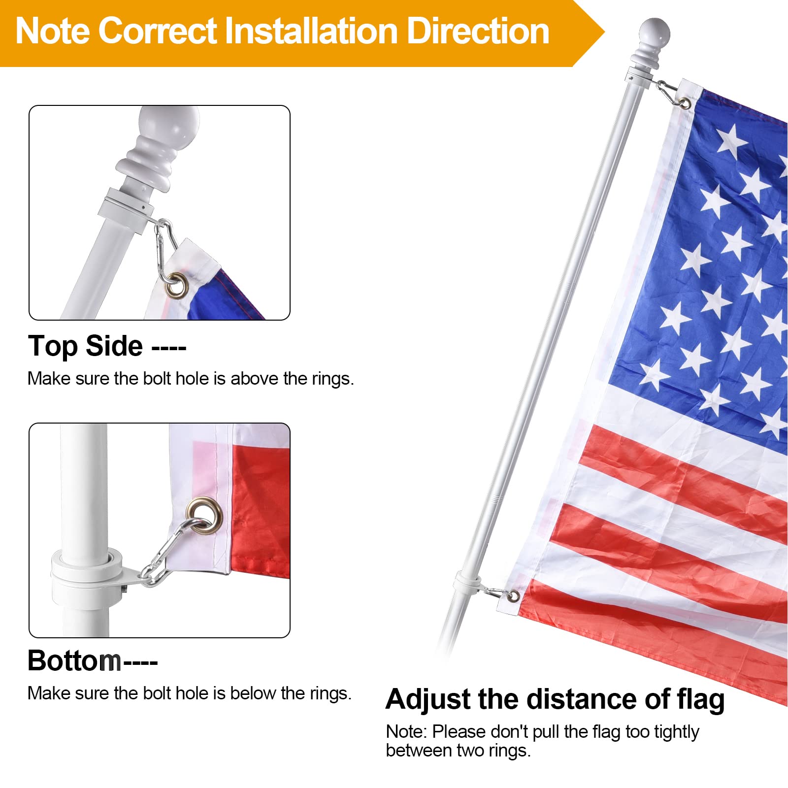 BONWIN flagpole in front yard lifestyle shot highlighting polished white finish and presentation