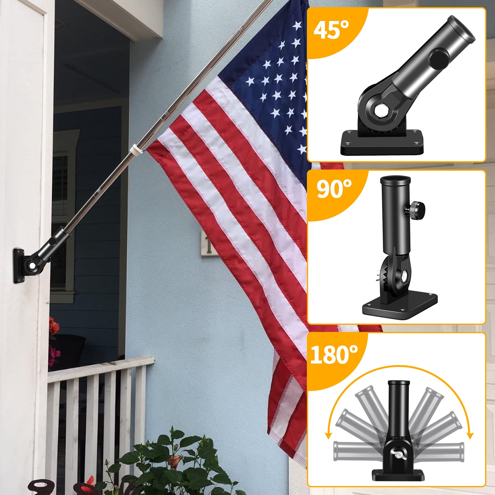 BONWIN pole next to flag showing 6ft scale for correct flag size fit