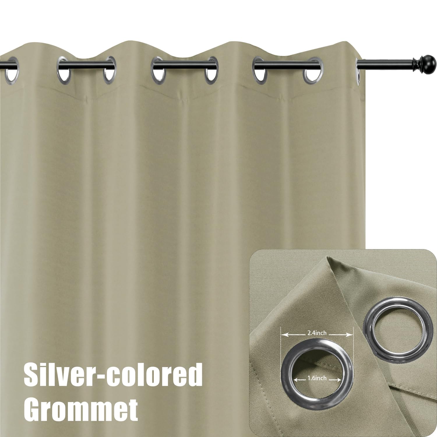 BONZER close-up of rustproof 1.6-inch grommet for smooth hanging benefit
