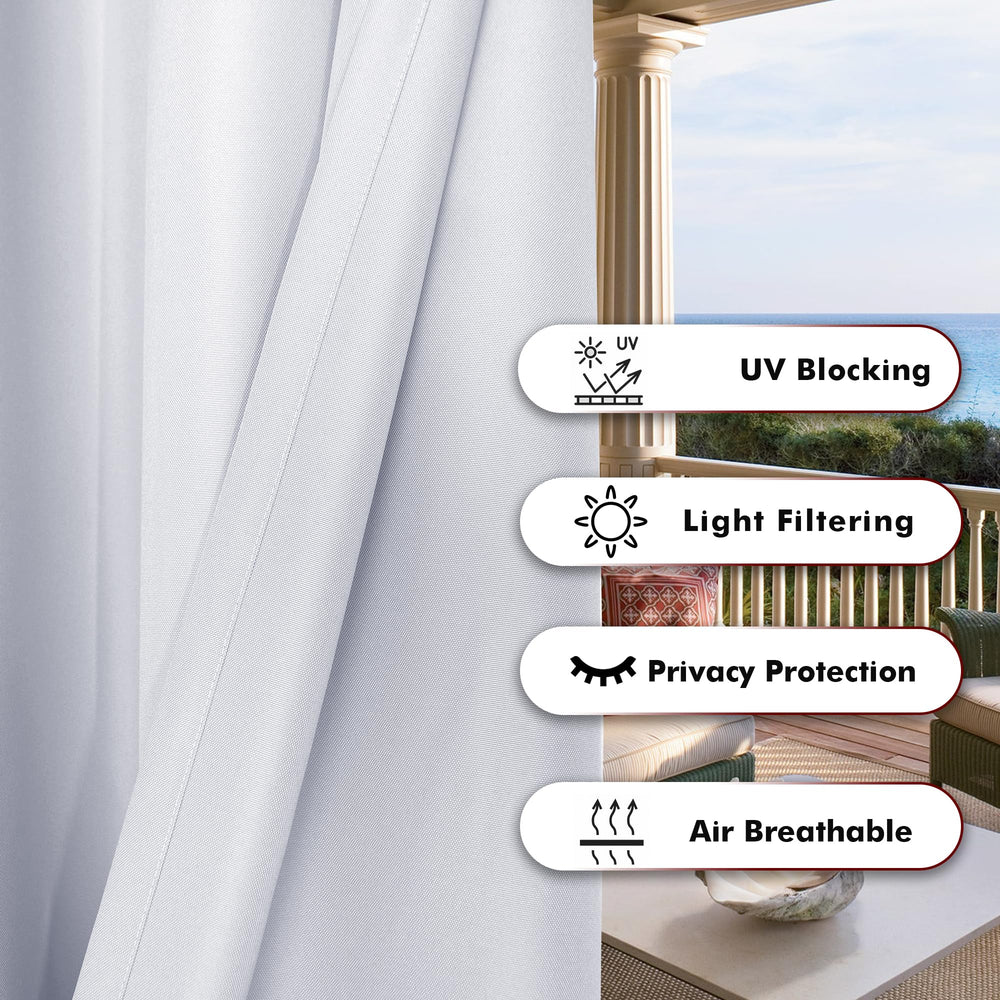 BONZER curtain hung on a pergola corner demonstrating fit