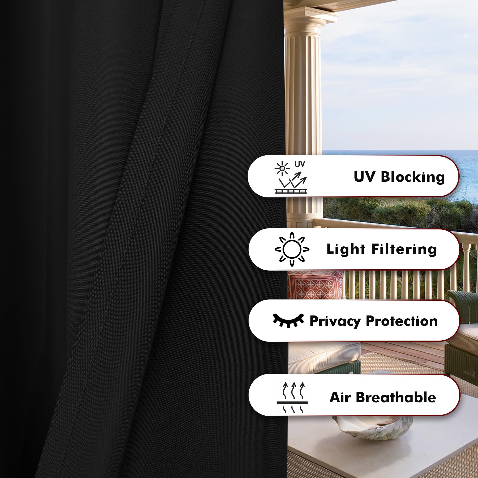 BONZER curtain hung in pergola offering shade and weather protection