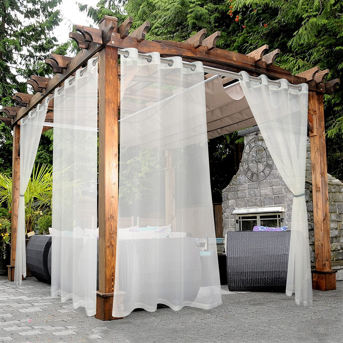 BONZER front view of both panels neatly hung showing overall design and coverage