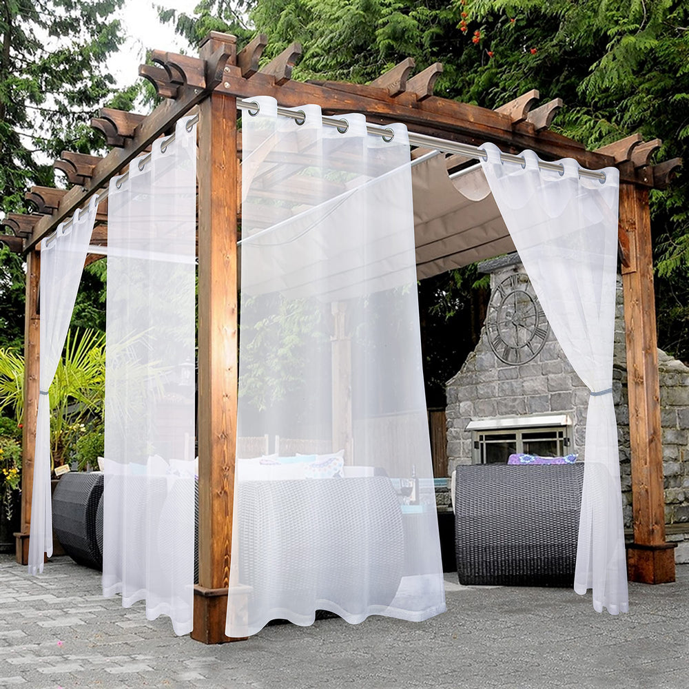 BONZER front view of full-length white curtain panel showing elegant light diffusion