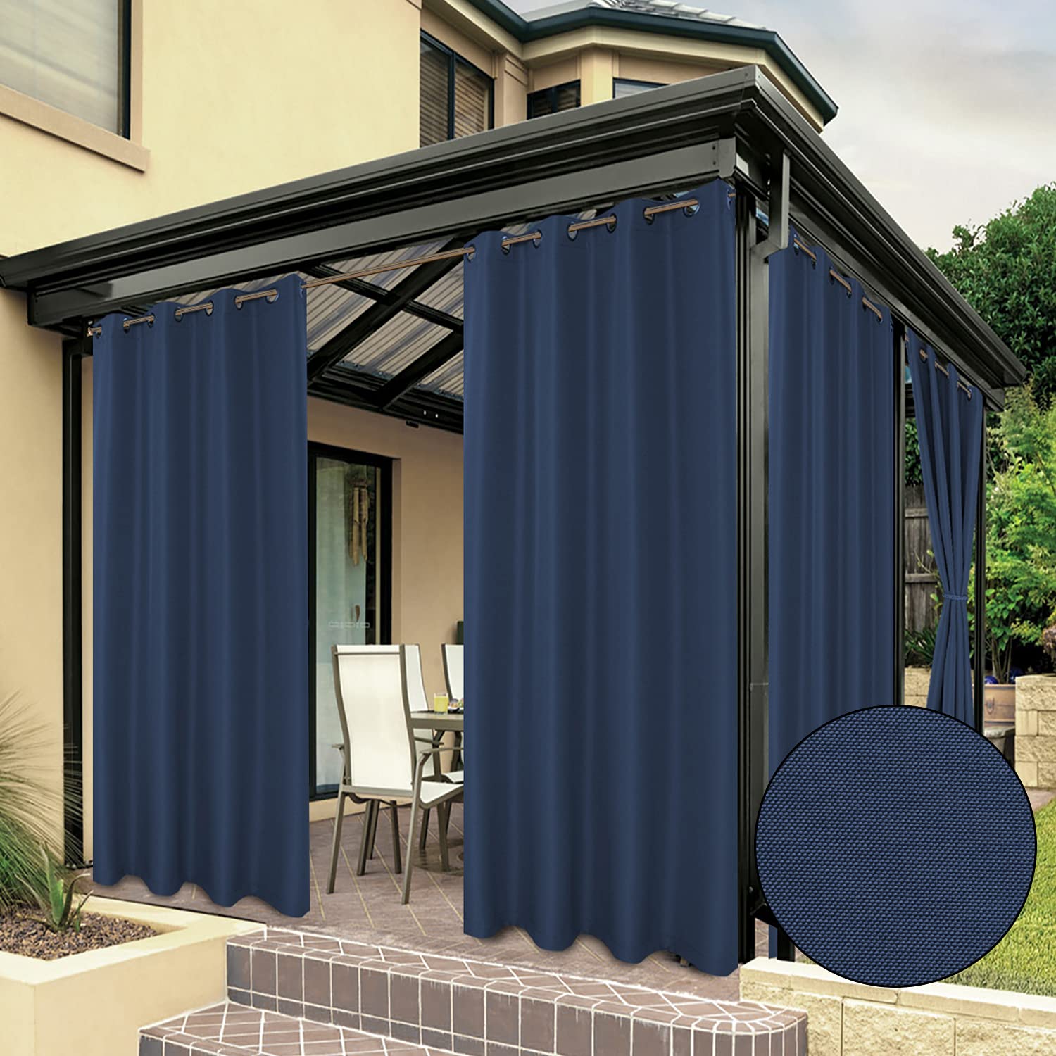 BONZER front view of full 54x95-inch waterproof curtain showing clean coverage and privacy