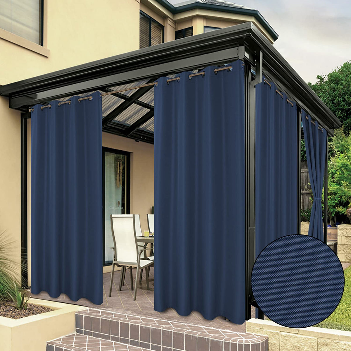 BONZER front view of full 54x95-inch waterproof curtain showing clean coverage and privacy