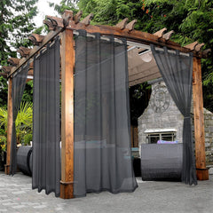 BONZER front view of two panels showing elegant sheer linen-look and filtered light benefit