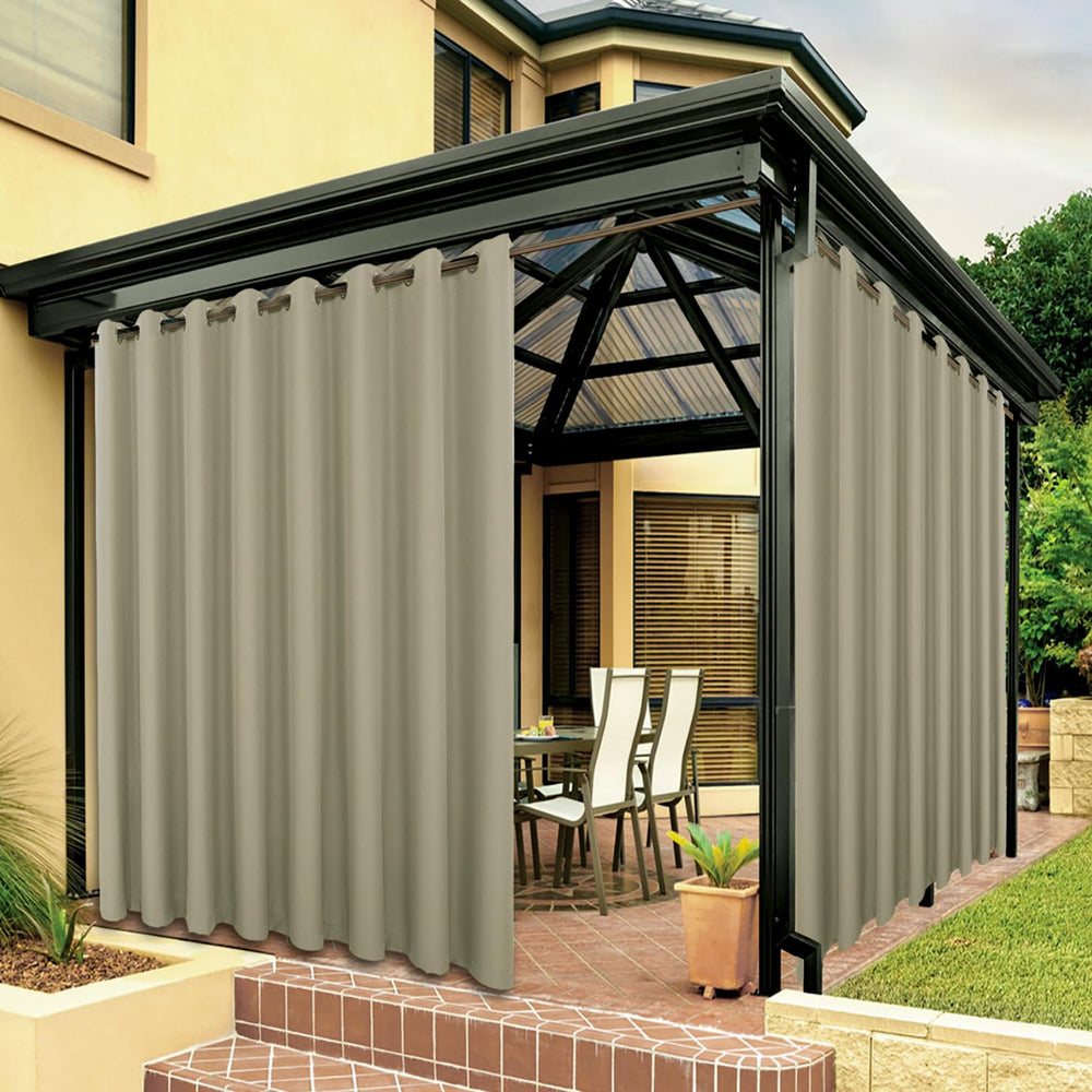 BONZER front view of wide patio curtain shows full coverage and privacy benefit