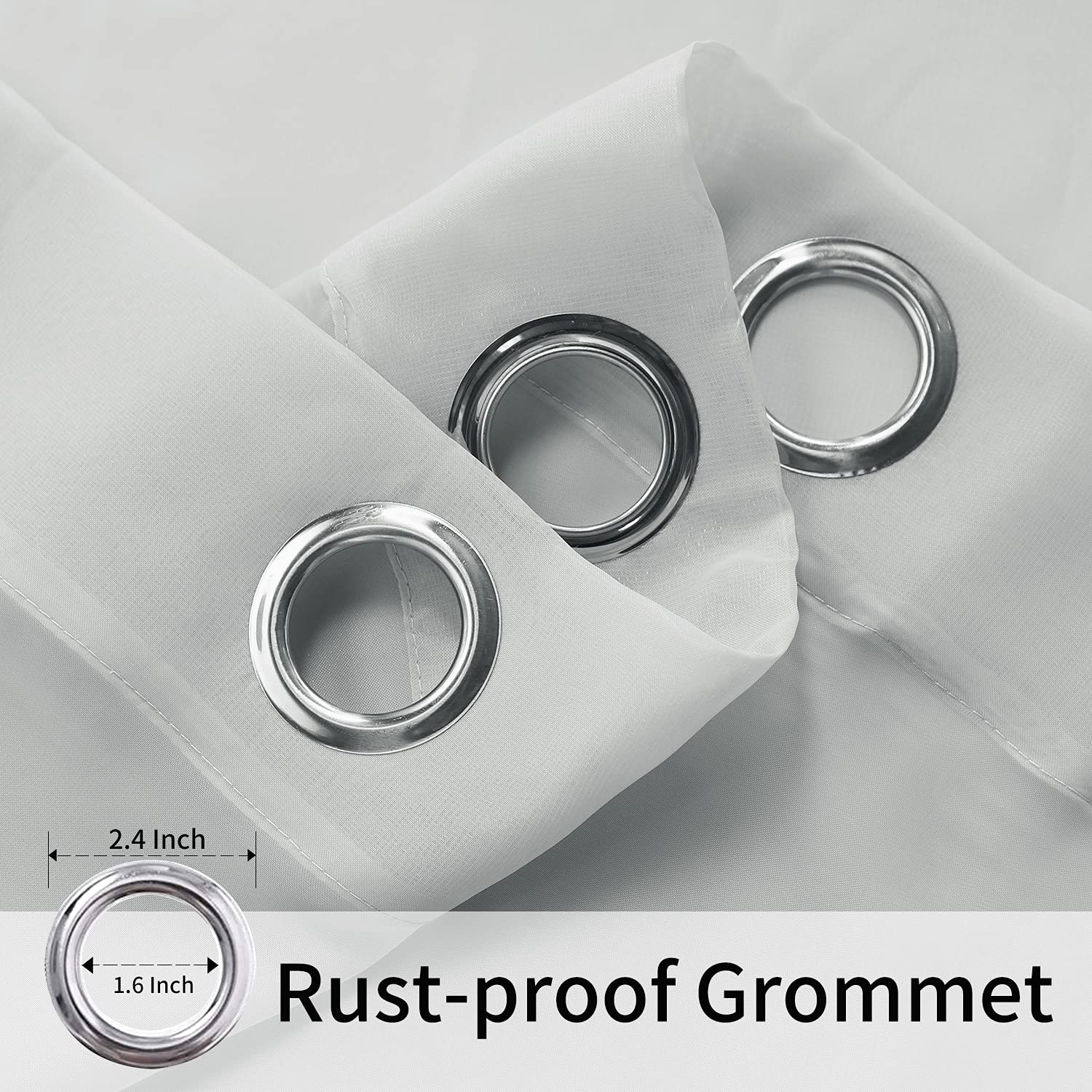 BONZER metal rustproof grommet detail for easy hanging and smooth sliding