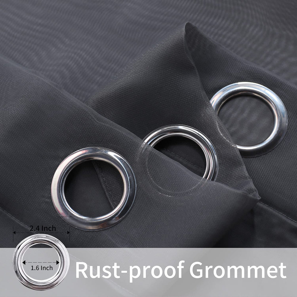 BONZER grommet detail showing rustproof metal and easy sliding on curtain rods benefit