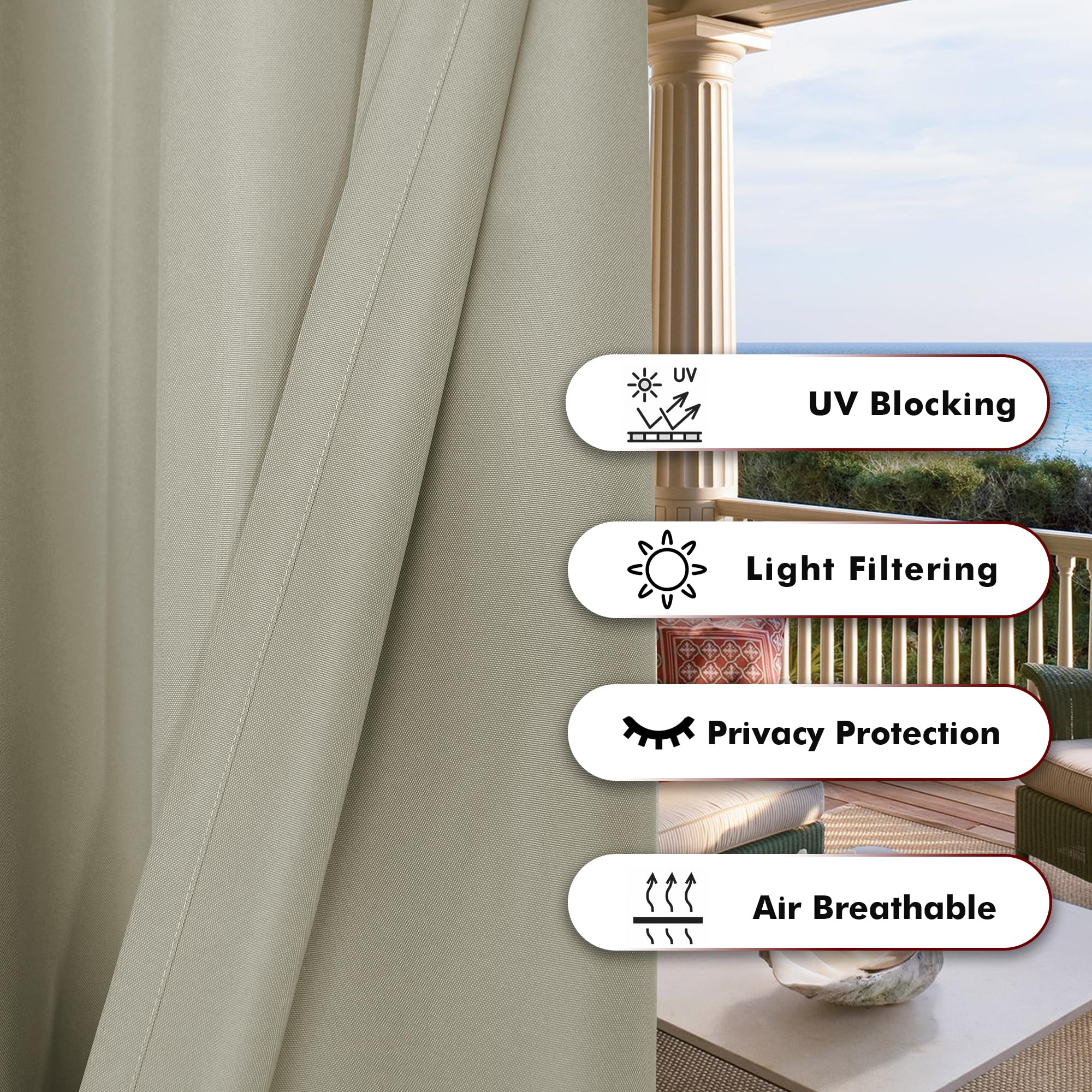 BONZER curtain in use on a patio creating a private covered seating benefit