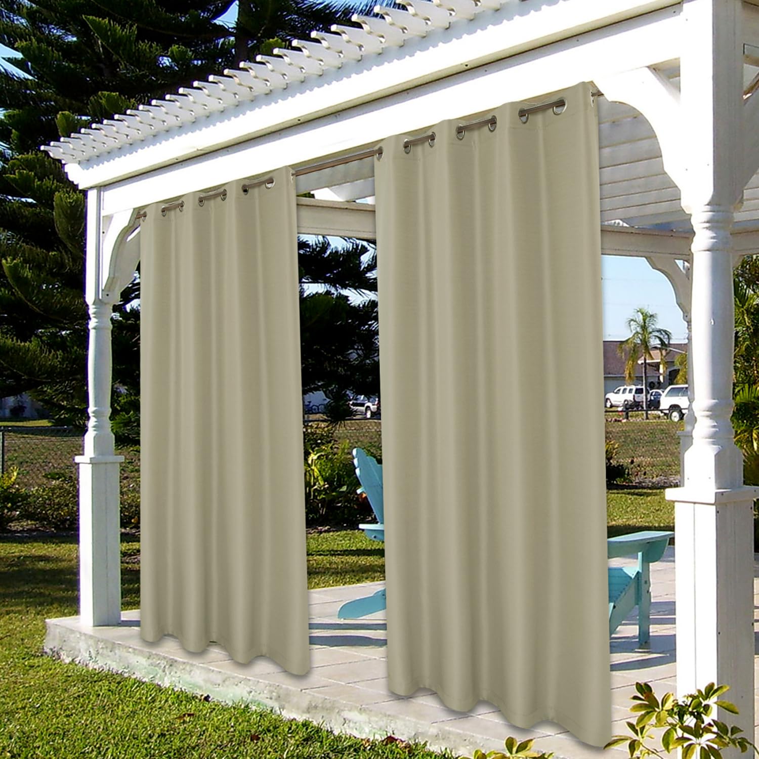 BONZER curtain next to chair showing full 84x95 inch scale