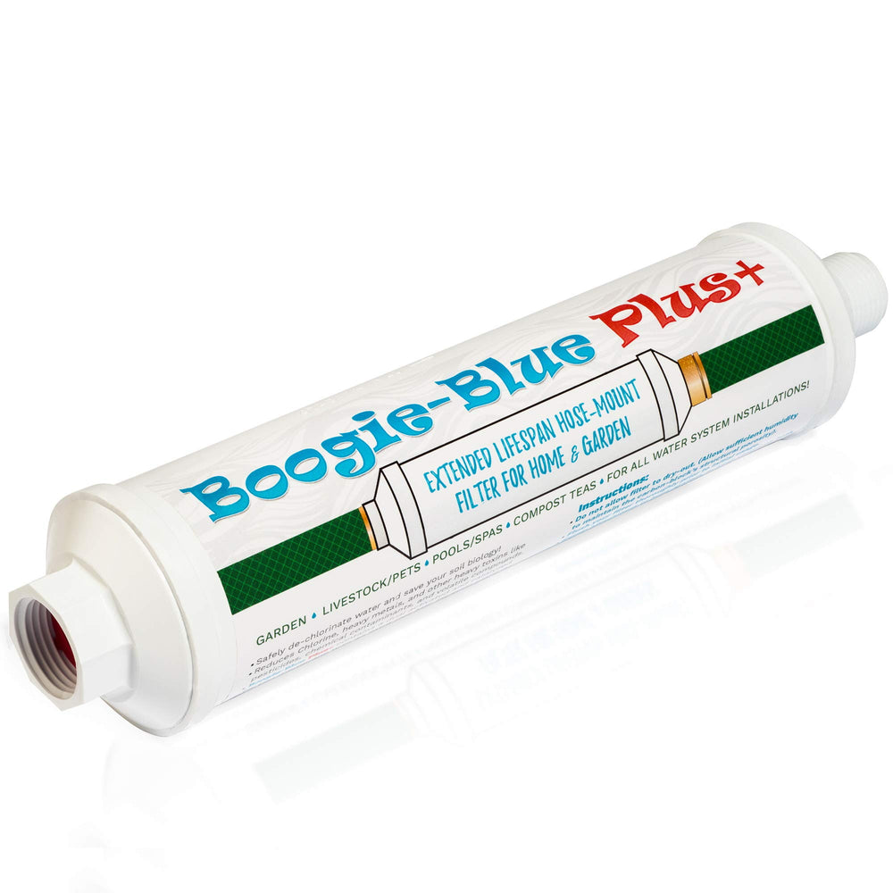 Boogie Brew Boogie Blue PLUS front view showing durable housing and threaded connections for reliable outdoor use