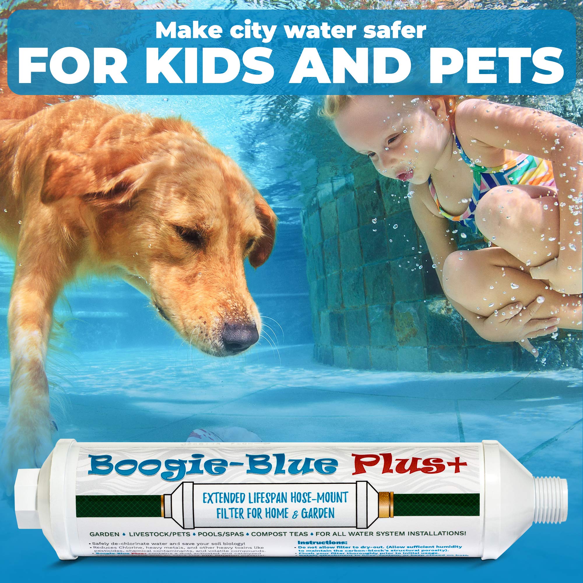 Boogie Brew Boogie Blue PLUS in a garden setting highlighting cleaner water for plants and healthier soil biology