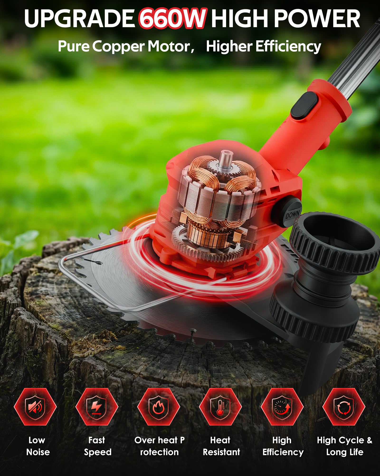 boostool trimmer line in action cutting lawn edges cleanly and quietly
