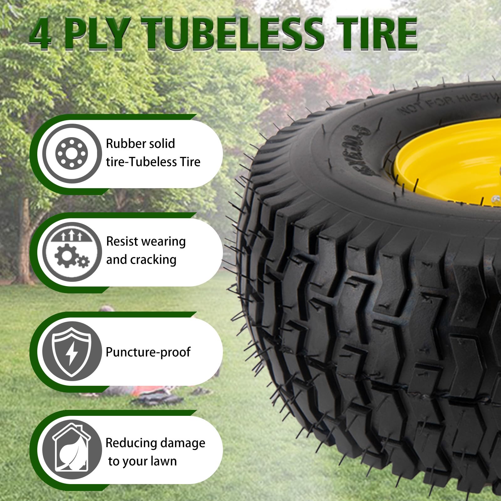 BOOTOP PIN close-up of turf-s tread highlighting lawn-friendly grip