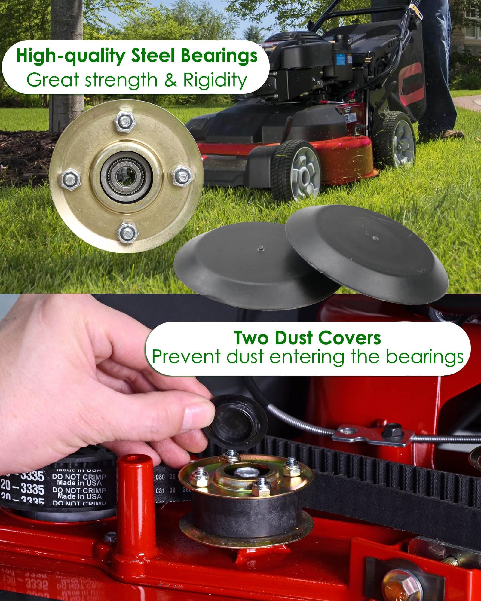 BOQNZN pulley installed on Toro TimeMaster deck, restores smooth belt routing