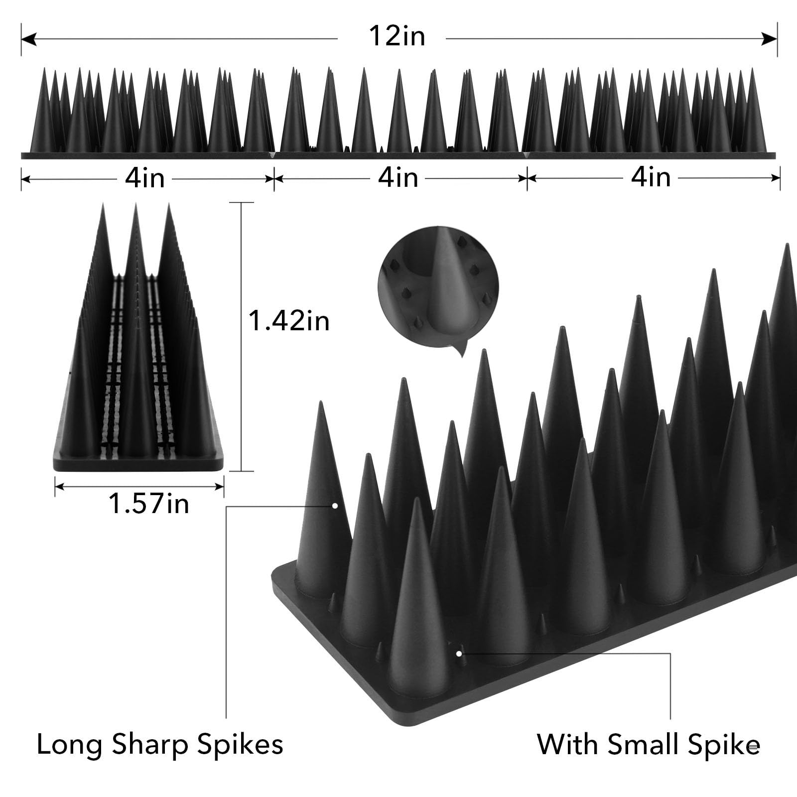 BORHOOD close-up of plastic spike teeth showing noncorrosive detail
