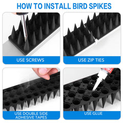 BORHOOD spikes installed on metal railing preventing bird landings