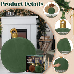 Bornerwhite inflated ball hung on outdoor tree creating high-impact holiday decor
