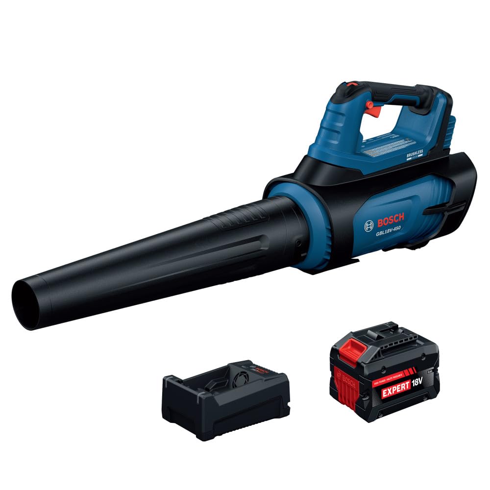 Bosch blower front view showing compact design and strong airflow benefit
