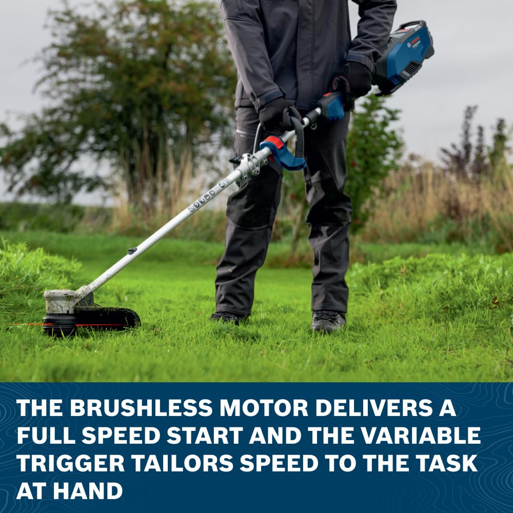 Bosch trimmer beside a tape measure illustrating compact length and scale advantage