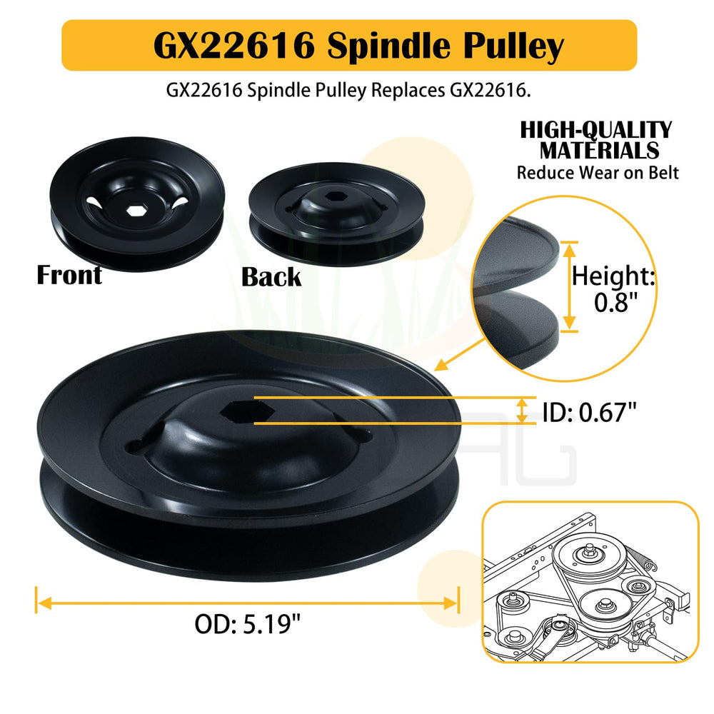 BOSFLAG GX22616 pulley dimensional view highlighting precise fit