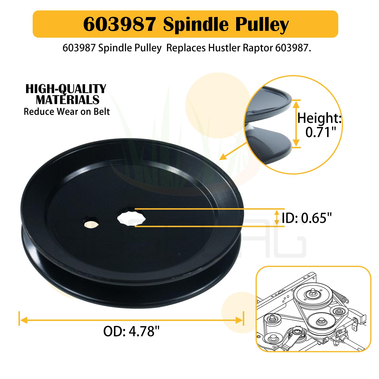 BOSFLAG pulley detail with dimensions for accurate fit and stable rotation