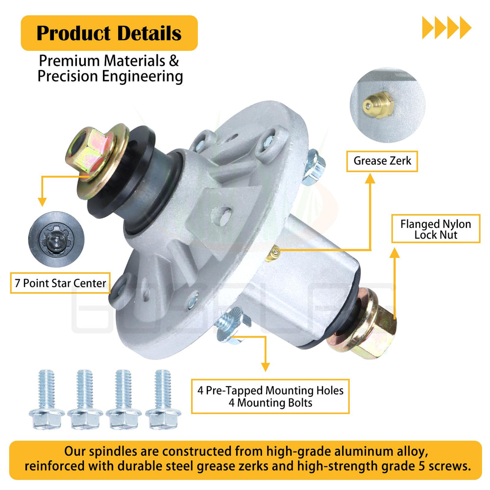 BOSFLAG spindle with blade mounted demonstrating ready-to-install compatibility