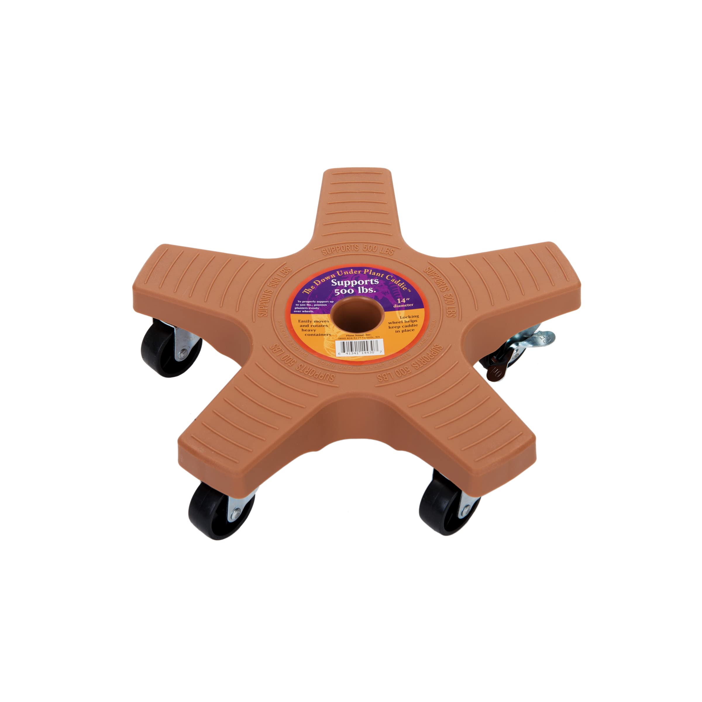 Bosmere plant caddie front view showing stable platform and wheels, for easy repositioning