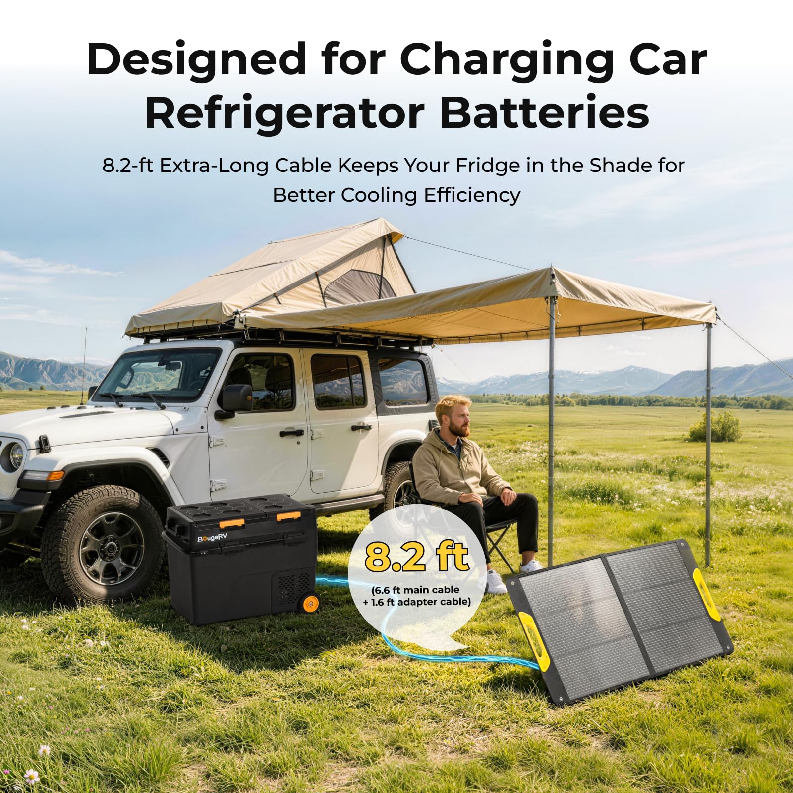 BougeRV folded panel side with built-in handles illustrating easy transport benefit